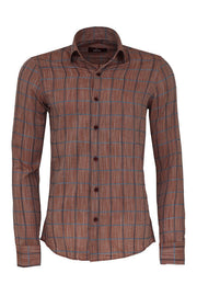 Plaid Slim Fit Brown Men Shirt - Wessi