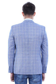 Plaid Slimfit Blue Jacket - Wessi