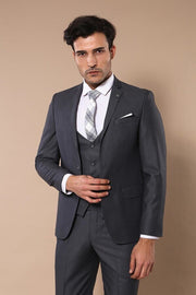 Plain Vested Anthracite Men's Suit | Wessi