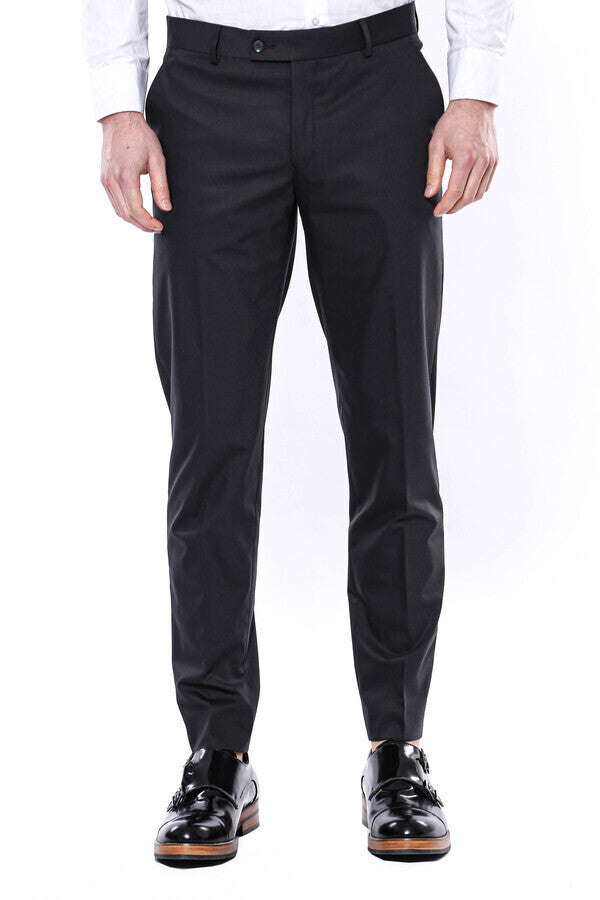 Plain Anthracite Men Pants - Wessi