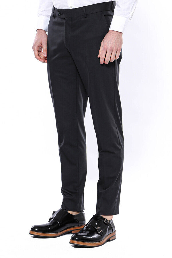 Plain Anthracite Men Pants - Wessi