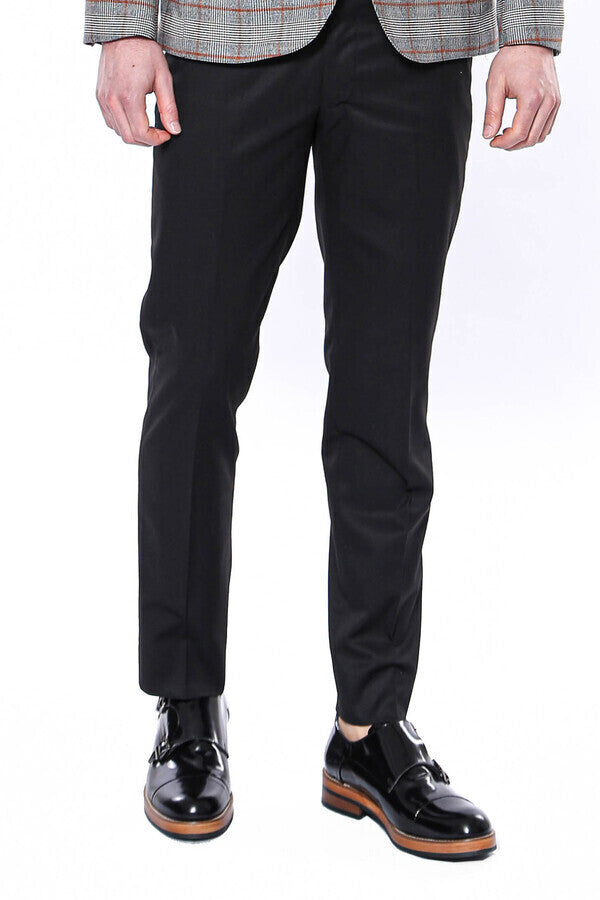 Plain Black Men Trousers - Wessi