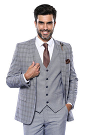 Plain Blue Vested Men's Suit | Wessi