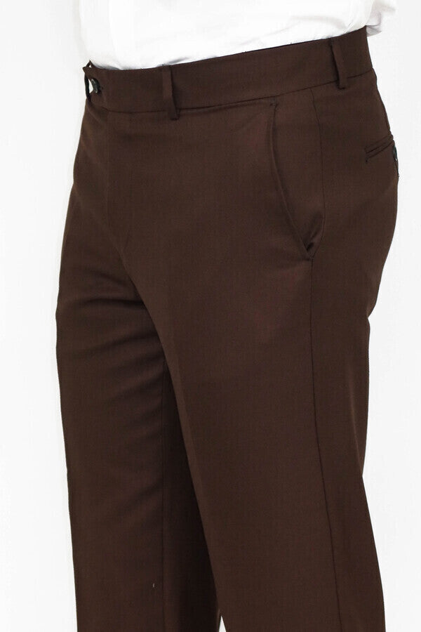 Plain Brown Men Pants - Wessi