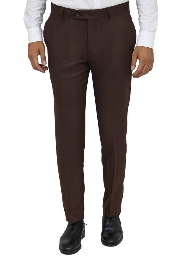 Plain Brown Men Pants - Wessi