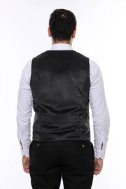 Plain Collared Anthracite Men Vest - Wessi