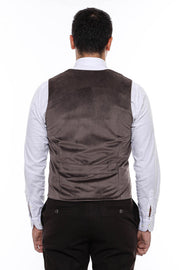 Plain Collared Brown Men Vest - Wessi