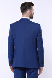 Plain Navy Vested Suit - Wessi