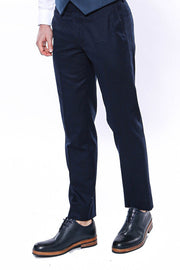 Plain Navy Blue Men Trousers - Wessi