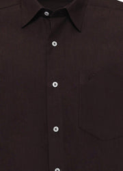 Plain Short Sleeves Brown Men Shirt - Wessi