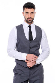 Plain Slim Fit Anthracite Men Suit - Wessi