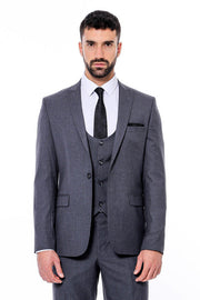 Plain Slim Fit Anthracite Men Suit - Wessi