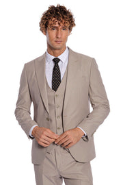 Plain Slim Fit Light Brown Men Suit - Wessi