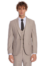 Plain Slim Fit Light Brown Men Suit - Wessi