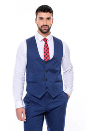 Plain Slim Fit Navy Blue Men Suit - Wessi