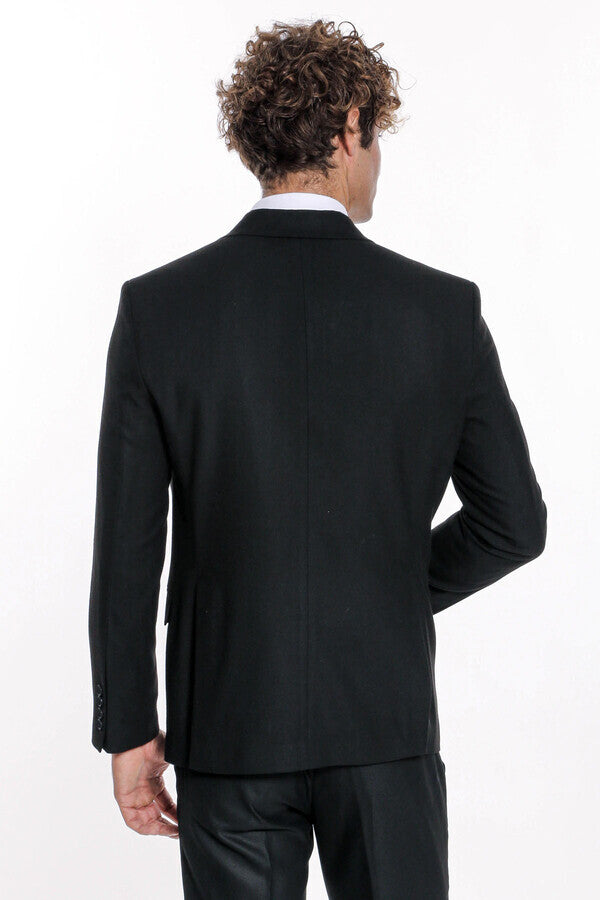 Plain Slim Fit Sport Black Men Blazer - Wessi