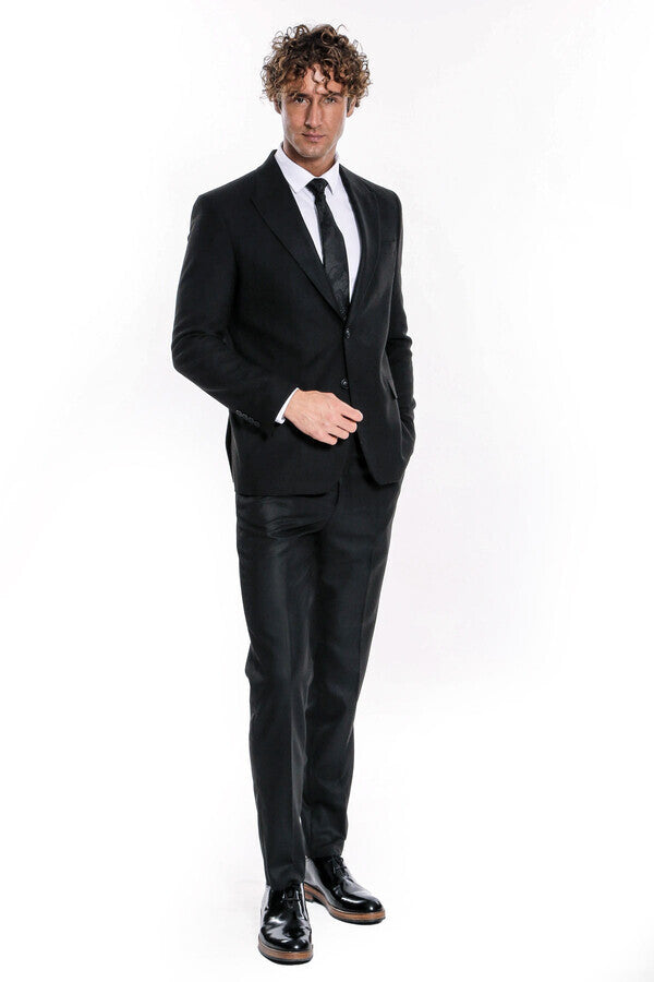 Plain Slim Fit Sport Black Men Blazer - Wessi