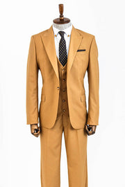 Plain Slim Fit Tan Men Suit - Wessi