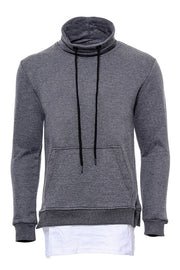 Point Collar T-Shirt Detailed Dark Grey Men's Sweatshirt - Wessi