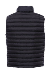 Quilted Zippered Black Men Down Vest - Wessi