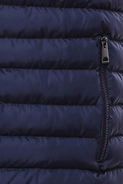 Quilted Zippered Navy Blue Men Down Vest - Wessi