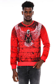 Red Eagle Patterned Slim Fit Sweatshirt - Wessi