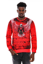 Red Eagle Patterned Slim Fit Sweatshirt - Wessi