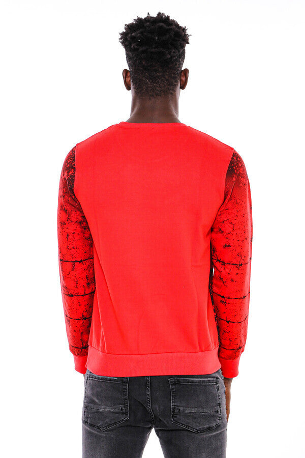 Red Eagle Patterned Slim Fit Sweatshirt - Wessi