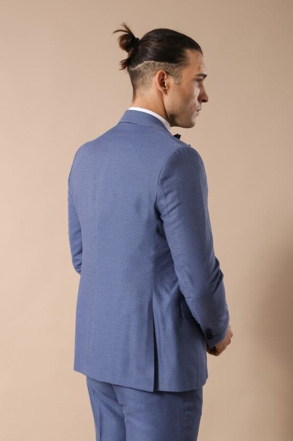 Removable Peak Lapel Blue Tuxedo | Wessi