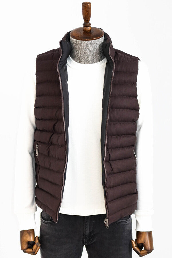 Reversible Puffer Brown Men Down Vest - Wessi