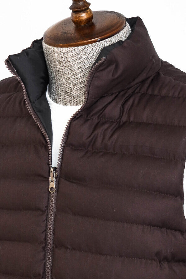 Reversible Puffer Brown Men Down Vest - Wessi