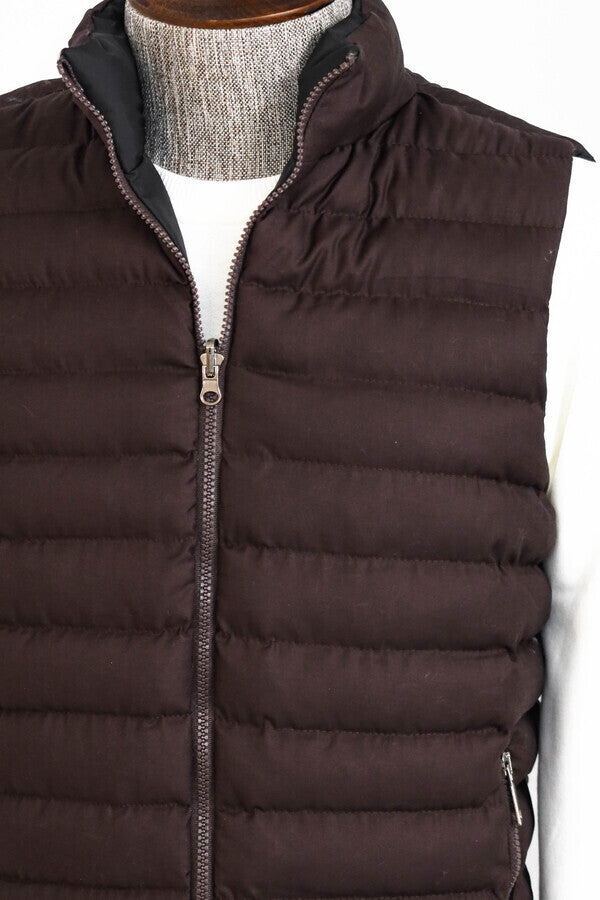 Reversible Puffer Brown Men Down Vest - Wessi