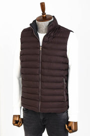 Reversible Puffer Brown Men Down Vest - Wessi