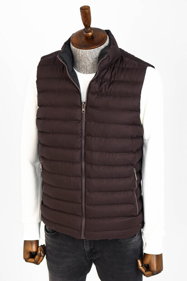 Reversible Puffer Brown Men Down Vest - Wessi