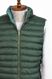 Reversible Puffer Oil Green Men Down Vest - Wessi