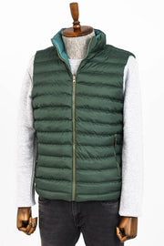 Reversible Puffer Oil Green Men Down Vest - Wessi