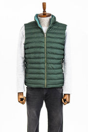 Reversible Puffer Oil Green Men Down Vest - Wessi