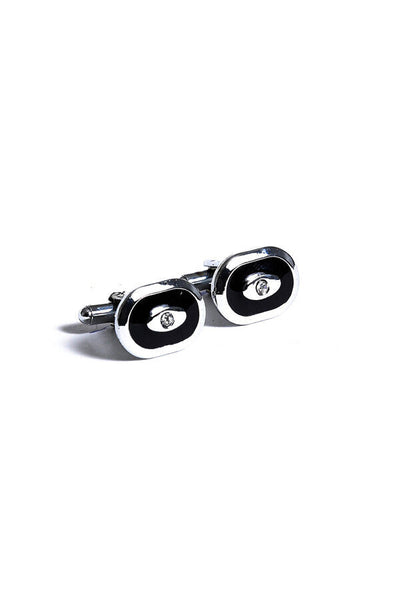 Oval Silver Black Cufflink  - Wessi