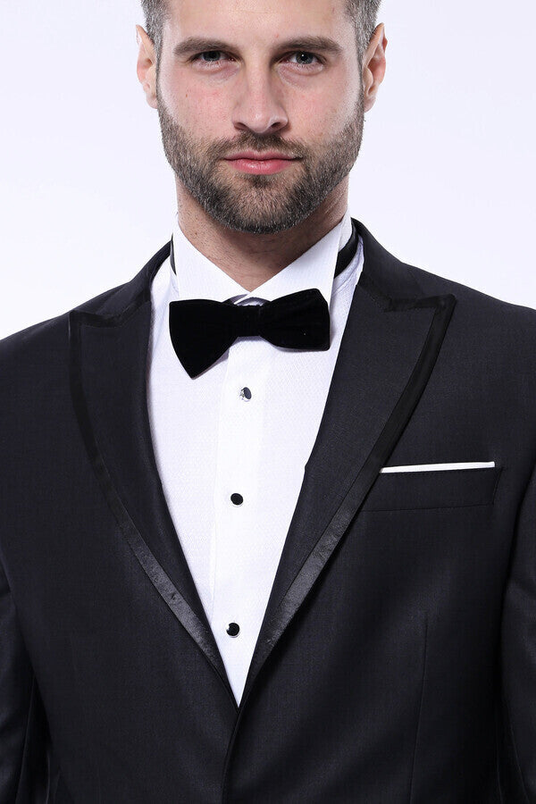 Satin Detailed Dark Grey Tuxedo  | Wessi