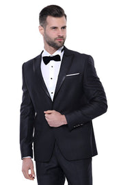 Satin Detailed Dark Grey Tuxedo  | Wessi