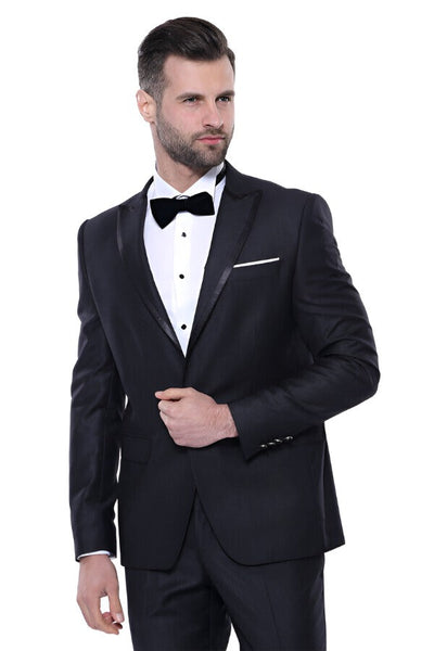 Satin Detailed Dark Grey Tuxedo  | Wessi