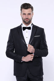 Satin Detailed Dark Grey Tuxedo  | Wessi