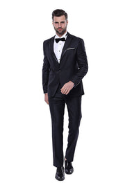 Satin Detailed Dark Grey Tuxedo  | Wessi