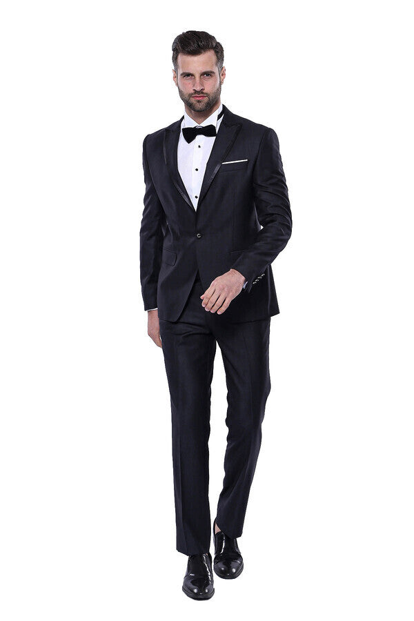 Satin Detailed Dark Grey Tuxedo  | Wessi