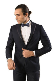 Satin Lapel Navy Blue Tuxedo | Wessi