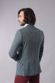 Self-Patterned Green Men's Blazer | Wessi