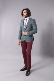 Self-Patterned Green Men's Blazer | Wessi