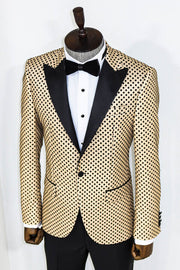 Sequin Dot Patterned Cream Men Prom Blazer - Wessi