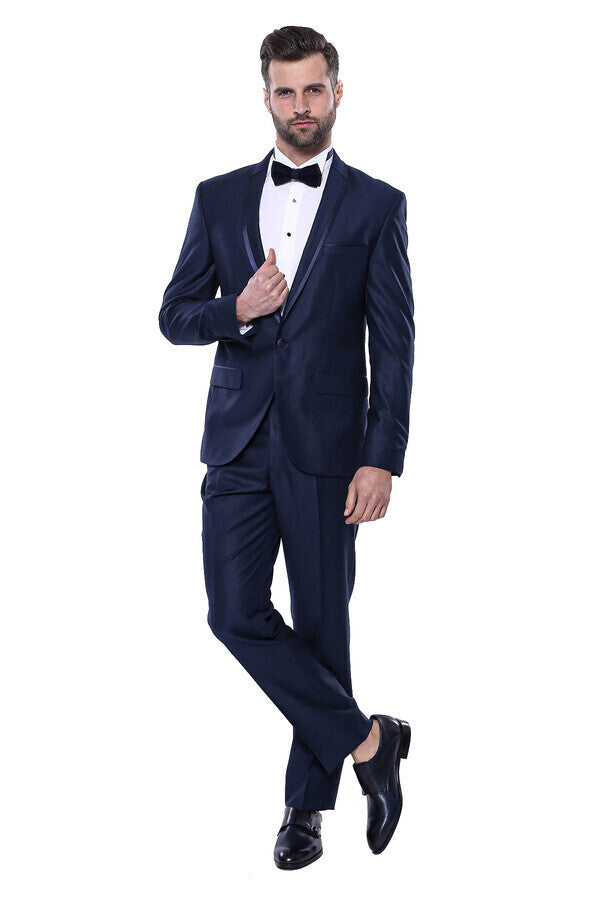 Shawl Lapel Blue Wedding Suit | Wessi