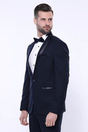 Shawl Lapel Dark Blue Tuxedo Suit | Wessi